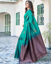 RASVRITI Women’s Banarasi Silk Saree | Premium Woven Motifs Traditional Indian Saree | Wedding, Party & Festive Wear Saree with Blouse Piece – Malaysia